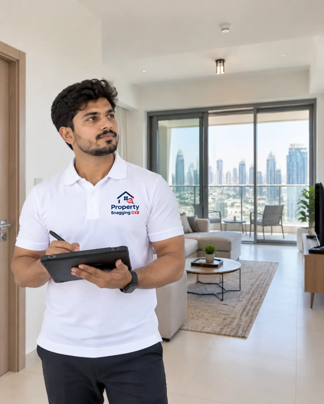Apartment living room snagging inspection in Dubai