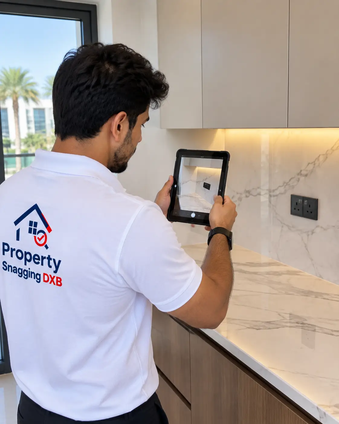 Countertop condition inspection in a Dubai rental property
