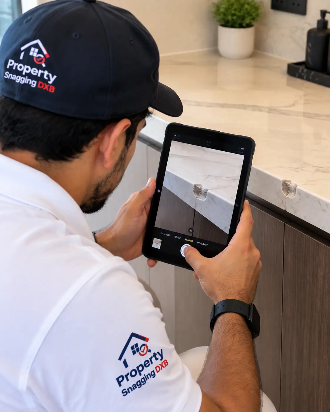 Countertop damage inspection in a Dubai rental property