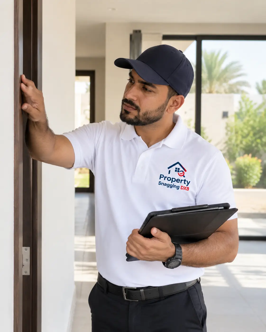 Door frame inspection during handover in Dubai