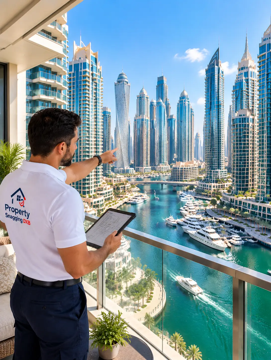 Property snagging inspector view of Dubai Marina