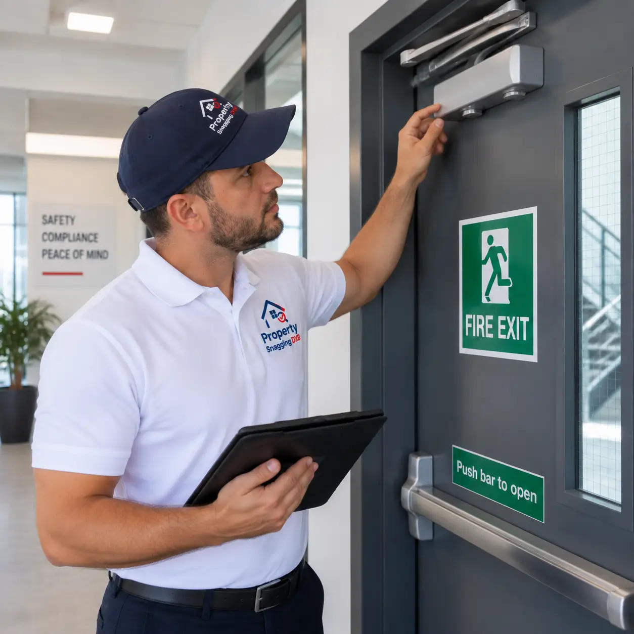 Fire exit door inspection in Dubai