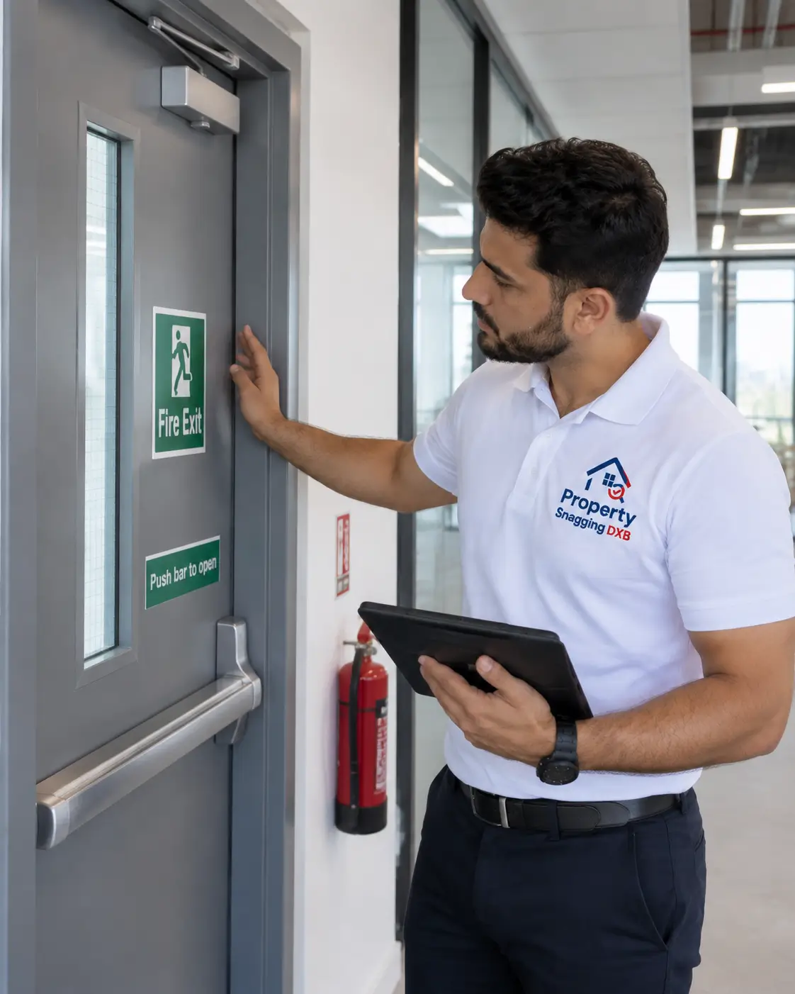 Fire exit inspection in a Dubai commercial property