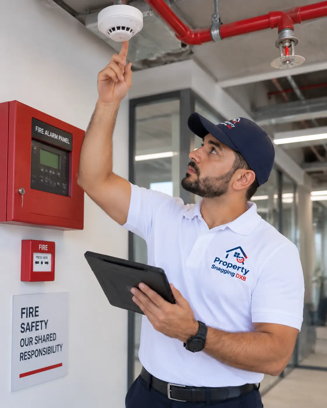 Fire safety inspection in a Dubai commercial property