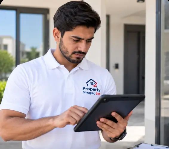 Inspector reviewing a property inspection report