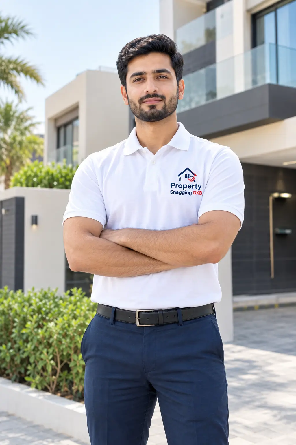 Property Snagging DXB inspector examining a defect