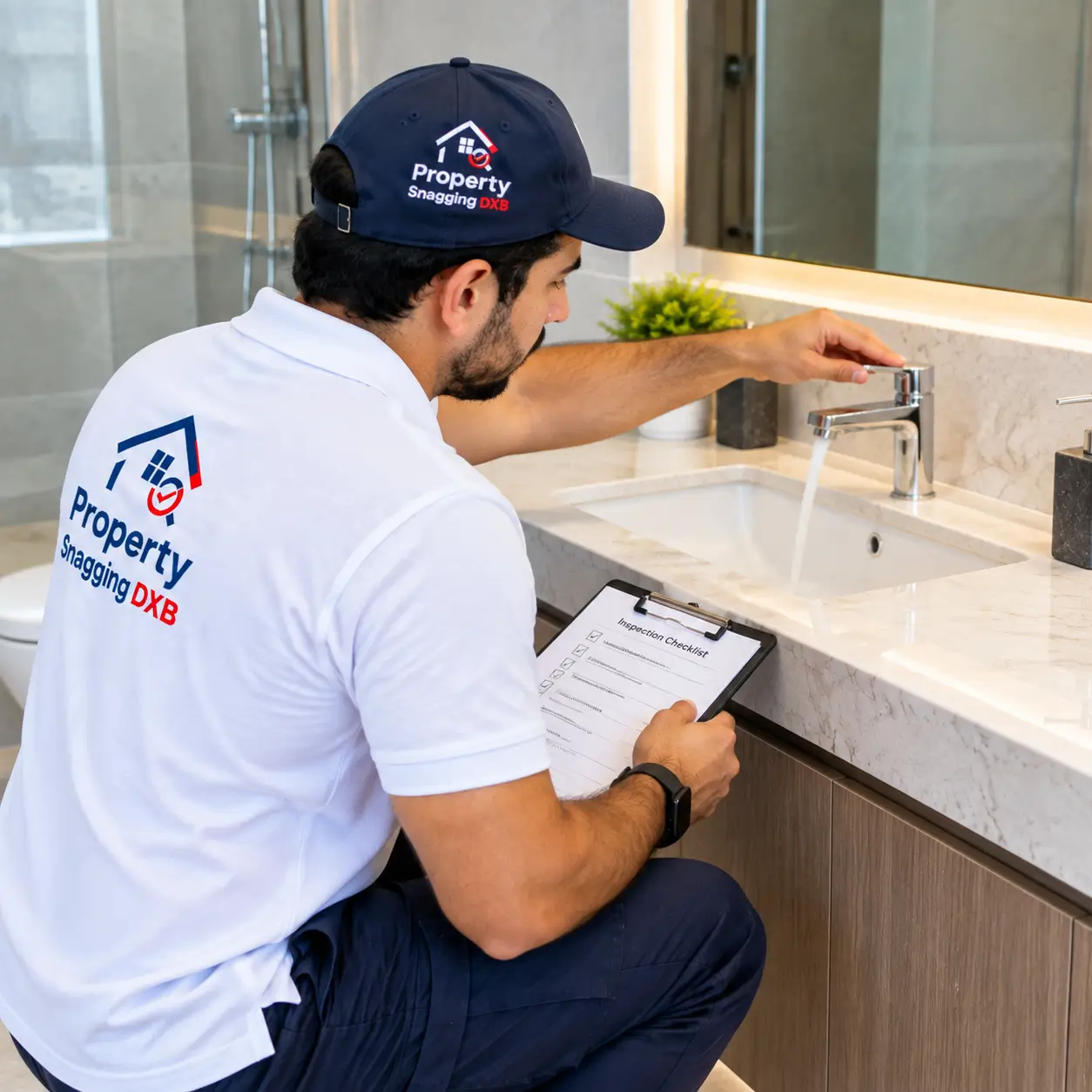 Tap and drainage inspection in a Dubai rental property