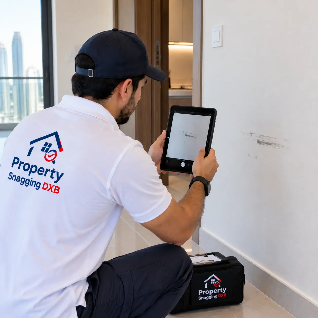 Wall scuff inspection in a Dubai rental property