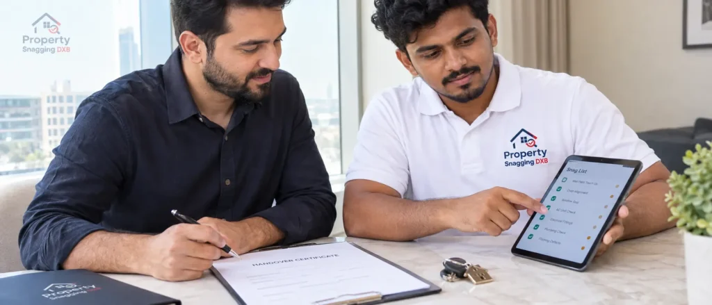 what to check before signing handover certificate dubai